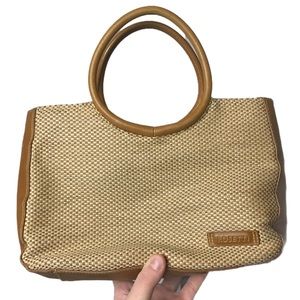 Rosetti | weaved handbag with faux leather lasercut detail